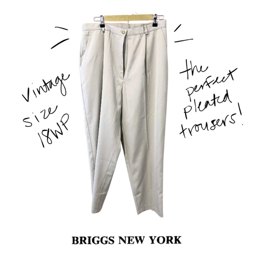 Vintage High Waisted Petite Pleated Trousers, Briggs New York, Size 18WP